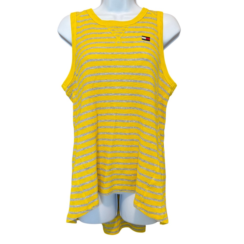 Tommy‎ Hilfiger Sport High Low Tank Top Womens M Waffle Knit Y2K Flowy Summer